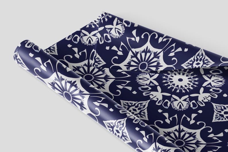 Classic Geometric Seamless Pattern - Intricate Mediterranean Style Navy ...