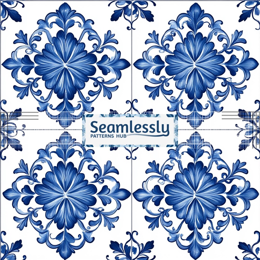 Mediterranean Tile Seamless Pattern – Vintage Cobalt Blue Floral ...