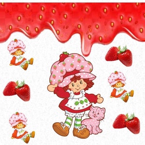 Strawberry Shortcake Clipart PNG Retro Digital Download for Mug Sublimation and Party Decor