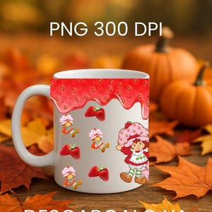 Strawberry Shortcake Clipart PNG Retro Digital Download for Mug Sublimation and Party Decor