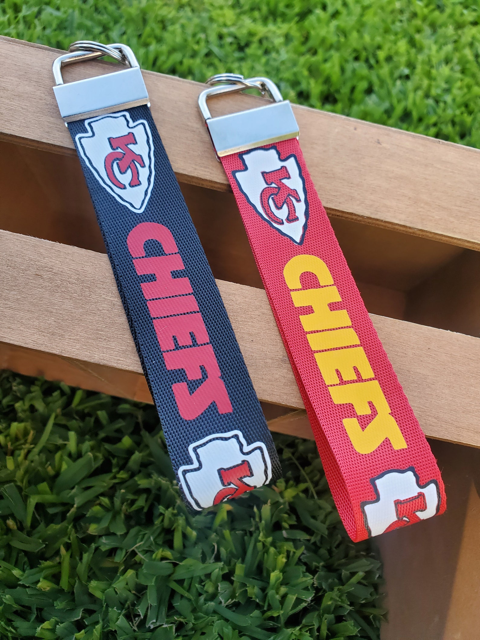 Kansas City chiefs keychain KC Chiefs Polyester Webbing | Etsy