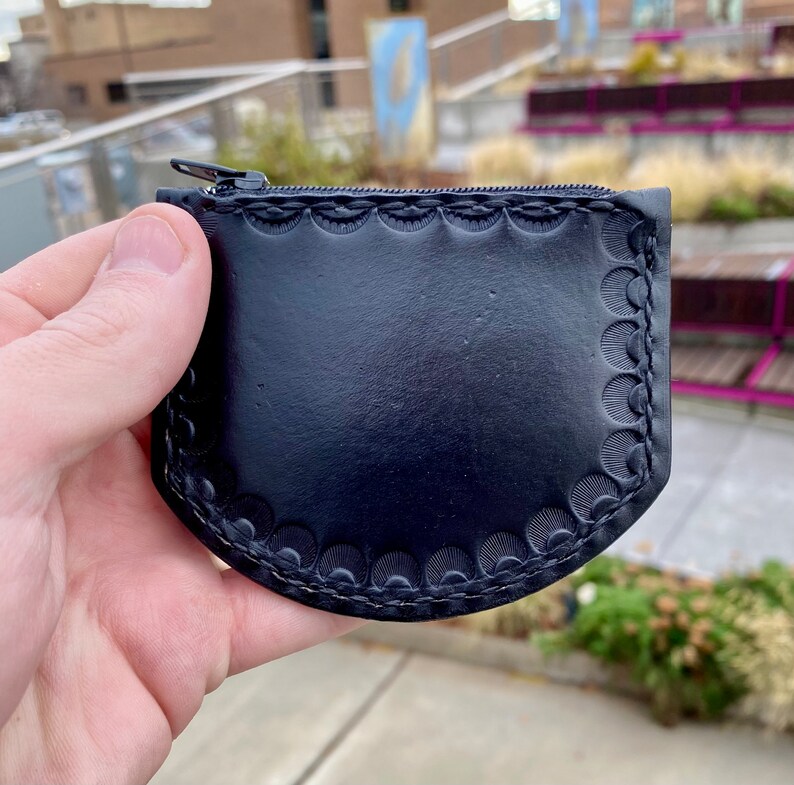 Black Leather Coin Purse Etsy