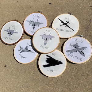 Military Airplane Embroidery- Helicopter, Aircraft, Military, Plane- Embroidery- Fighter Pilot, Heavies, Cargo plane, Attacker