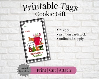 Printable Tag for Christmas Cookies Gift | Instant Download | Print, Cut & Attach to Item