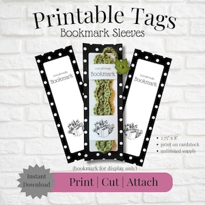 Printable Tag/Packaging Sleeve for Crochet Bookmark | Instant Download | Print, Cut & Attach to Handmade Item | Craft Show | Small Business