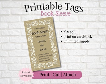 Printable Tag/Care Card for Book Sleeve | Instant Download | Print, Cut & Attach to Handmade Item | Craft Show | Gifting | Small Business