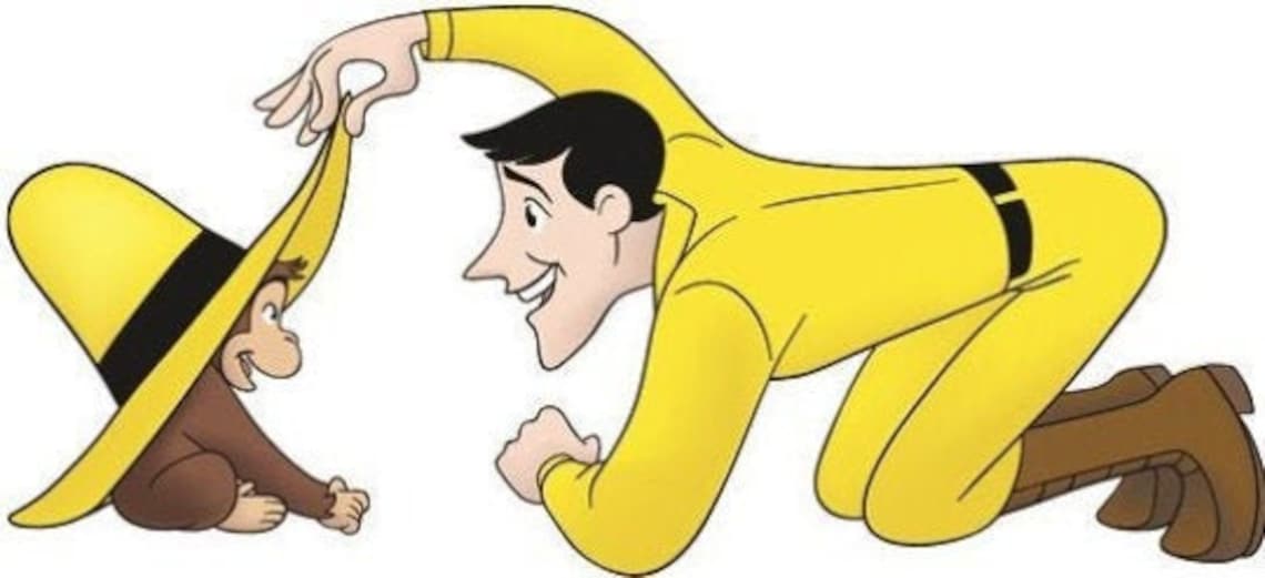 7 Inch Curious Man in the Yellow Hat Decal Monkey Etsy