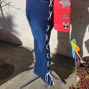 Lace up Flare Jeans - Etsy