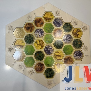 2-6 Player Settlers BORDER ONLY UNPAINTED Laser Cut for Settlers and other popular hex-shaped board games, Laser Cut Wood Settlers