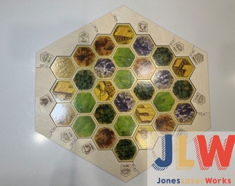 2-6 Player Settlers BORDER ONLY UNPAINTED Laser Cut for Settlers and other popular hex-shaped board games, Laser Cut Wood Settlers