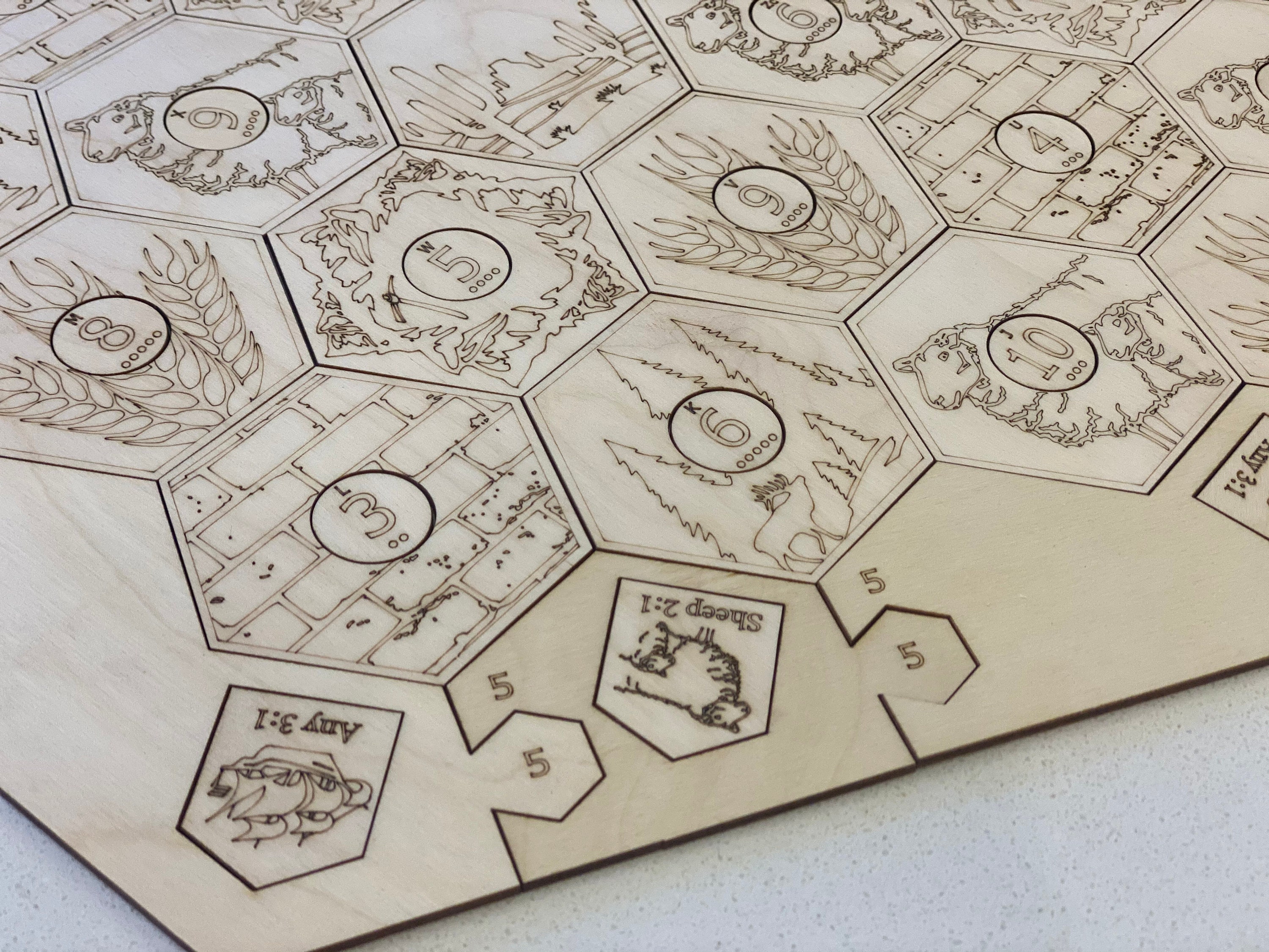 UNPAINTED 2-6 Player Engraved Custom Wood Playing Board w/Center Numb…