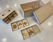 Wood Storage Box for popular hex shaped board games. Holds complete game and all the pieces, parts, dice and cards (Laser Cut)