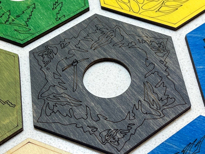 Settlers of Catan Hex Tile: Laser Cut Baltic Birch, Custom Board Game ...