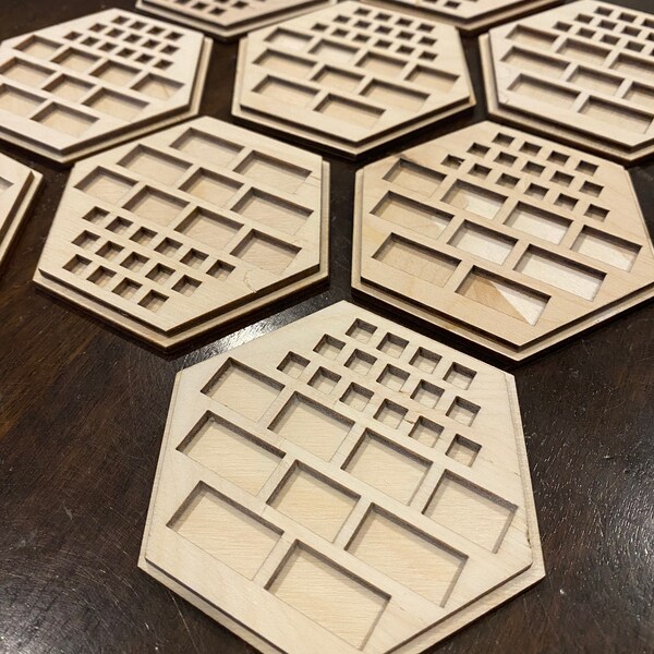 DISCOUNTED 2nds!!! Settlers Wood Game Piece Holder & Organizer- Laser Cut 1/4" Thick for Settlers of Catan® Game Pieces