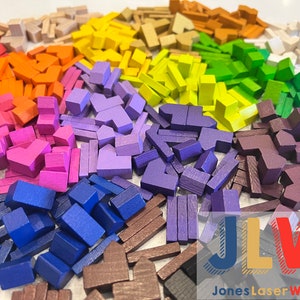 SETTLERS Replacement Wood Game Pieces- Exact Same Size/Shape as original game pieces - 25 Color Options