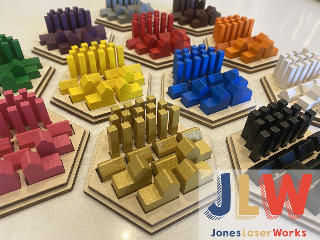 SET OF 4 or 6 HOLDERS Wood Game Piece Organizer and Game Piece Holder