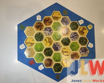 Colonos de 2 a 6 jugadores, BORDE DE COLORES SOLAMENTE, con puertos, Madera cortada con láser para Colonos y otros juegos populares con forma hexagonal, Colonos de madera cortados con láser