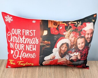 Our first Christmas in New Home Cushion | Rectangular Christmas Cushion