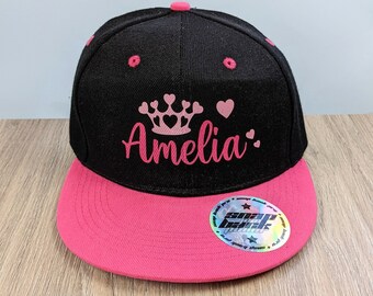 Princess Hat Tiara and Hearts | Coloured Snapback Youth | Personalised