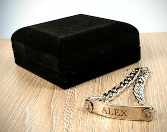Engraved Name Tag Braclet | Mens & Womens Stainless Steel Braclet