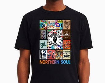 Northern Soul Grid Black T-shirt | Keep the Faith | Full Colour Design
