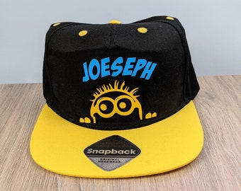 Minion Silhouette & Cartoon Name | Coloured Snapback Youth | Personalised