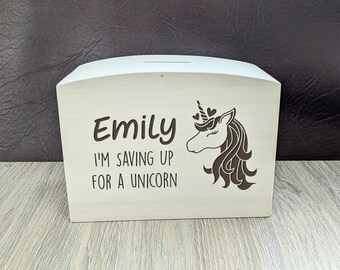 Engraved Money Box Childrens | I'm Saving for a Unicorn
