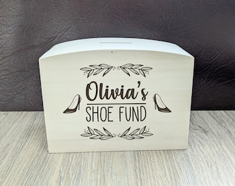 Engraved Money Box Adults | Shoe Fund | Womens Gift Novelty