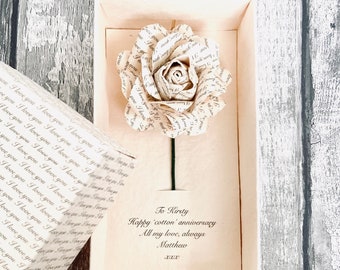 Personalised Cotton Rose and Box, Cotton Second Wedding Anniversary Gift For Him and Her, Gift For Couple, 2nd Anniversary Gift