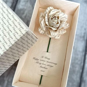 Personalised Cotton Rose - 2nd Wedding Anniversary Gift for Wife | Handmade Keepsake