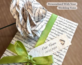 Personalised Wedding Vows Cotton Rose – 2nd Anniversary Gift For Wife, Unique Keepsake for Her, Custom Second Year Married Memory Box Gift