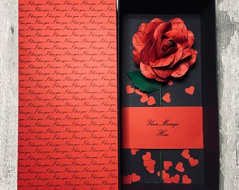 First Anniversary Red Rose Personalised - 1st Wedding Gift - Valentines Day