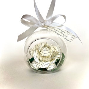 Rosa di carta personalizzata in globo di vetro, regalo per il primo anniversario, decorazione vintage, miglior regalo per l'insegnante, regalo romantico, regalo di coppia, per lei