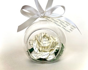Paper Rose First Anniversary Personalised Gift in Glass Globe, 1st Wedding