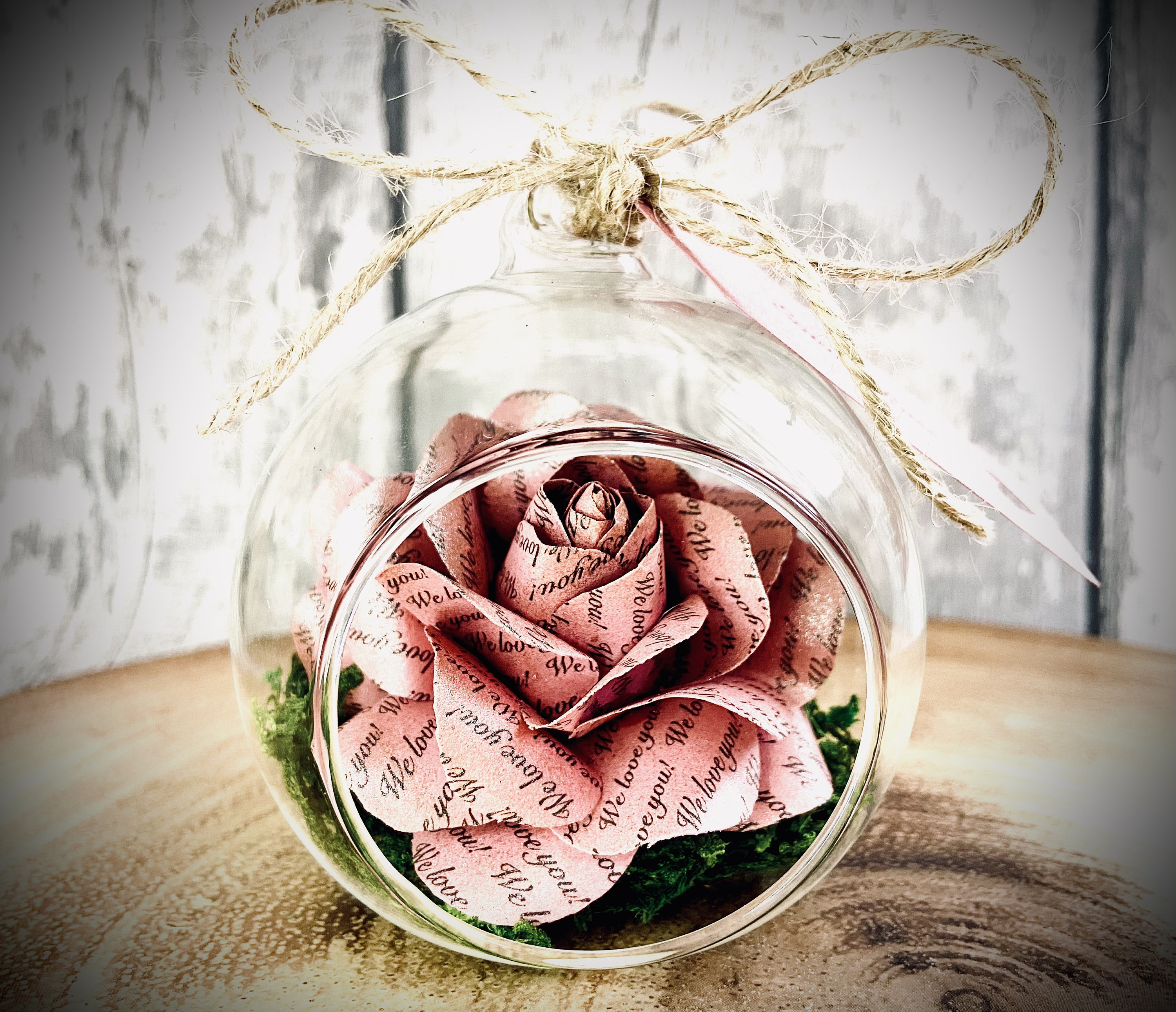 Personalised Pink Rose in Glass Globe Anniversary Gift First Etsy