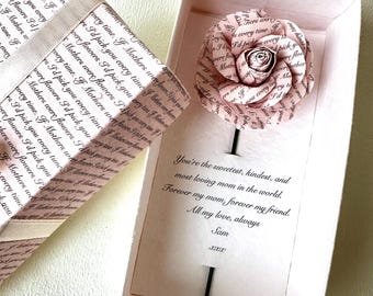 Personalised Gift for Mum – Pink Rose in Custom Box – Mother’s Day Gift Keepsake