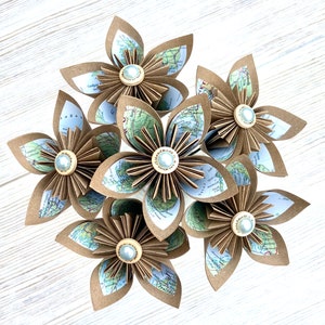 Landkarte Papierblumen, Blumenstrauß, Papier jubiläum, Erster Hochzeitstag, personalisiertes Geschenk, Reiseliebhaber, Home Decor, Tischdekoration