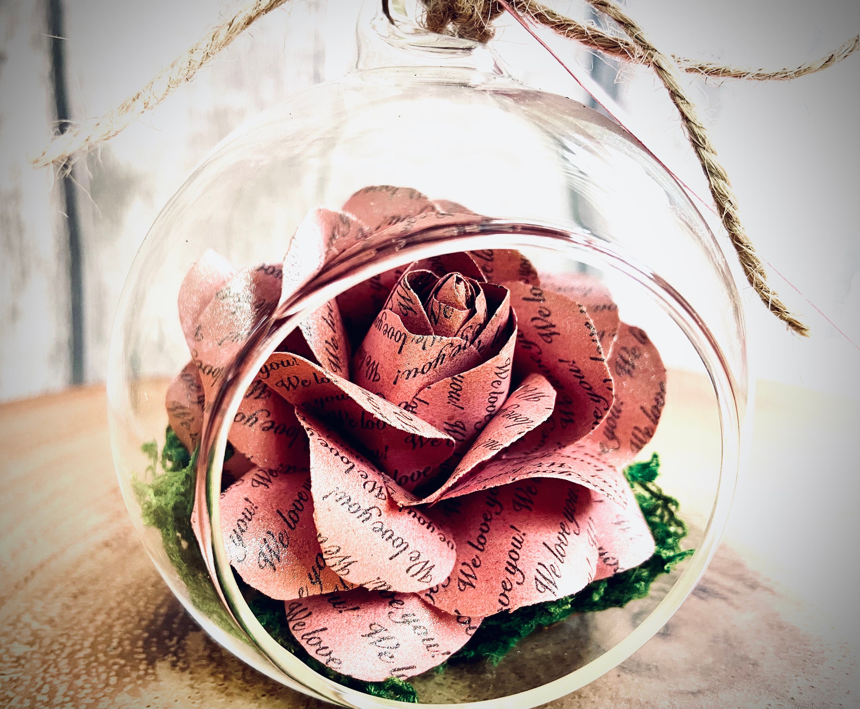 Personalised Pink Rose in Glass Globe Anniversary Gift First Etsy