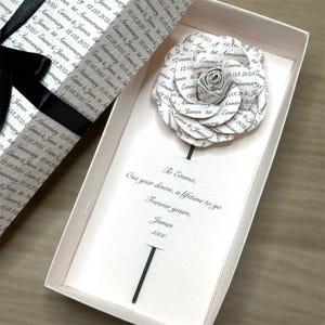 Personalised Paper Rose - First Anniversary Gift for Wife | Handmade Paper Keepsake