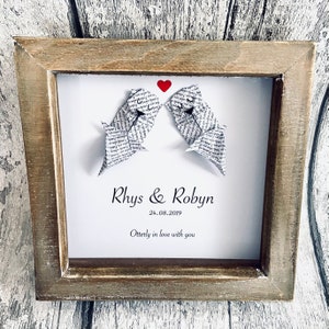 Personalised Otter Love Box Frame, Anniversary Gift, Wedding Engagement Gift for Couple, Valentine’s Day Gift for Him and Her