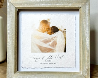 Personalised Cotton Framed Photo - 2nd Anniversary Gift for Him - Wedding Picture Print Keepsake