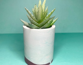 Subtle Marble Mini Plant Pot - Pen Cup, Make Up Brush Holder - Boho Decor, Minimalist Decor