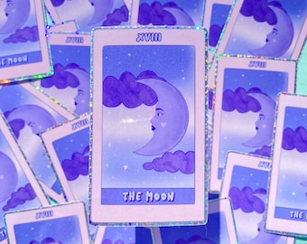 Tarot Card Sticker ' The Moon'- Glitter Holographic Sticker