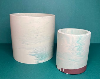 Subtle Marble Planter - Jesmonite Plant Pot - Makeup Brush Holder - Pen Cup