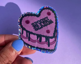 Spooky Season Cake Sticker - Halloween Sticker - Glitter Holographic Sticker