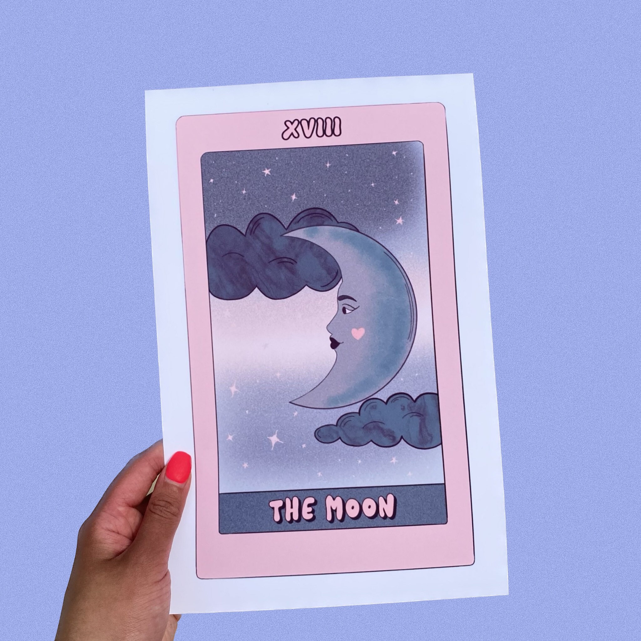The Moon Tarot Card Art Print - Spiritual Art Print - 7 X 11 Poster - Etsy