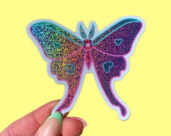Love Luna Moth Sticker - Holographic Pixie Dust Sticker