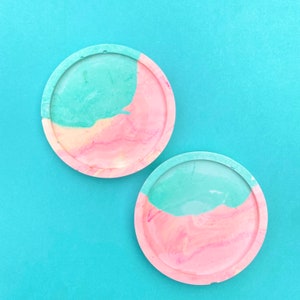 Pastel Abstract Coaster Set - Round Coasters - The Spring Aura Collection - Dopamine Decor, Maximalist Decor