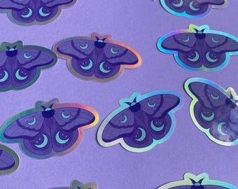 Moon Moth Sticker - Purple Holographic Sticker