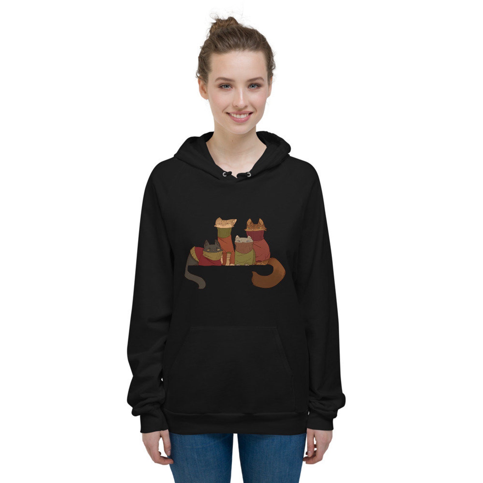 Sweater Cats Unisex Fleece Hoodie Etsy
